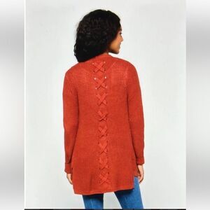 NWT Pinque Jamelya Criss Cross Back Knit Cardigan‎ in Artisan Rust Size XS